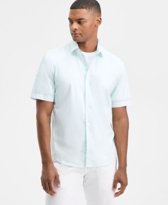 Alfani - Men's Short Sleeve Cooper Stripe Shirt