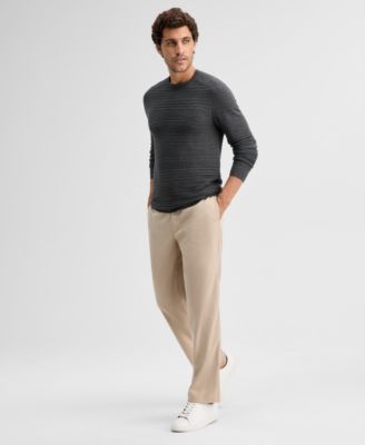 Men's Long-Sleeve Merino Exposed Raglan Textured Crewneck Sweater, Macy's Exclusive