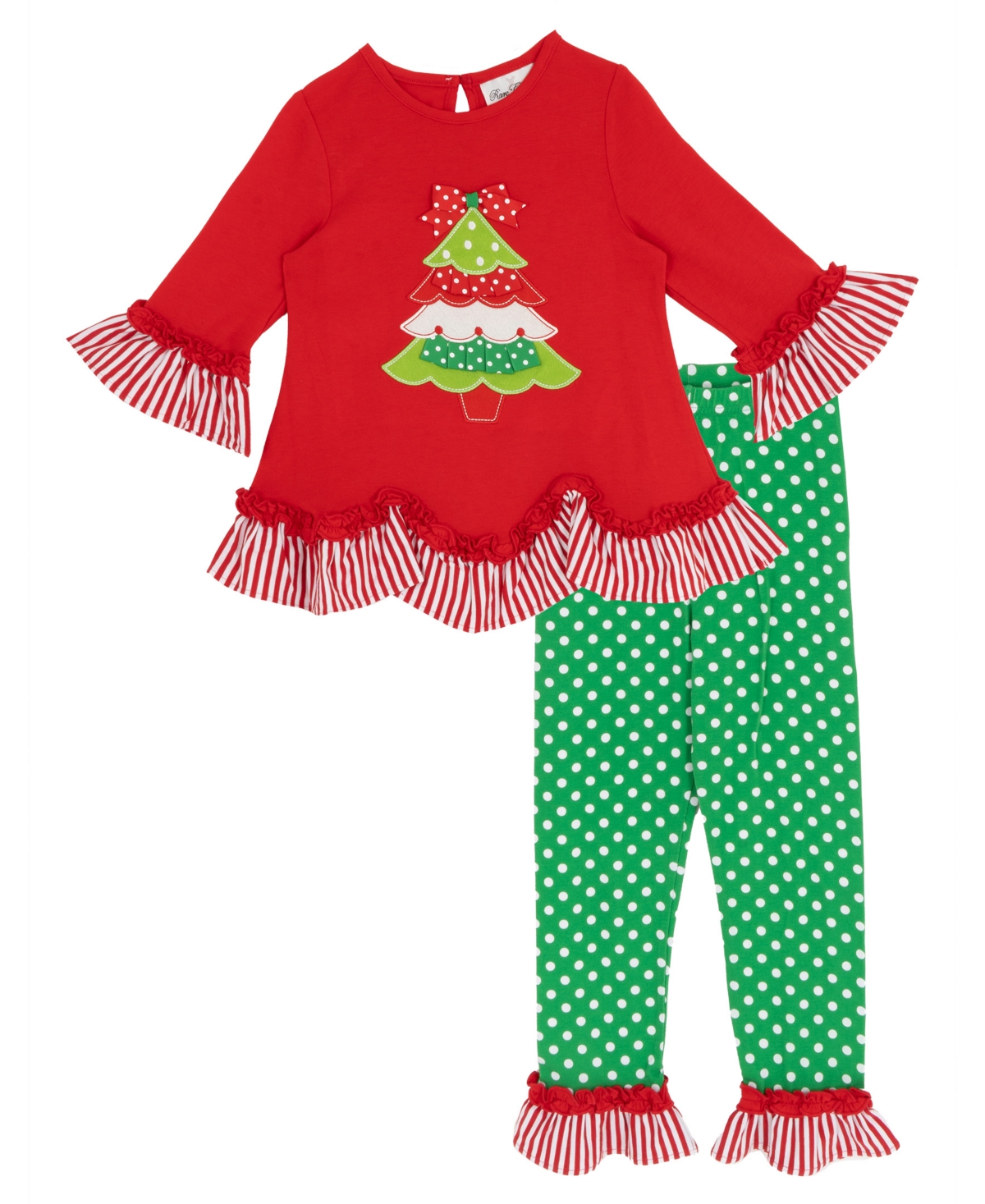 Rare Editions Girls 2T-4T 2-Piece Tree Applique Top and Polka Dots Leggings Set