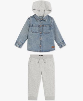 7 For All Mankind - Baby Boys 2-Piece Denim Shirt and Joggers Set