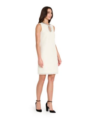 Women&#39;s Beaded Keyhole Neck Boucle Dress