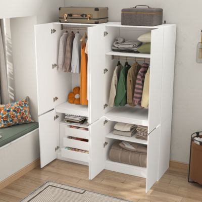 8-Door 3-Drawer Bedroom Armoire with Adjustable Shelves,Hidden Storage Compartments,Wardrobe