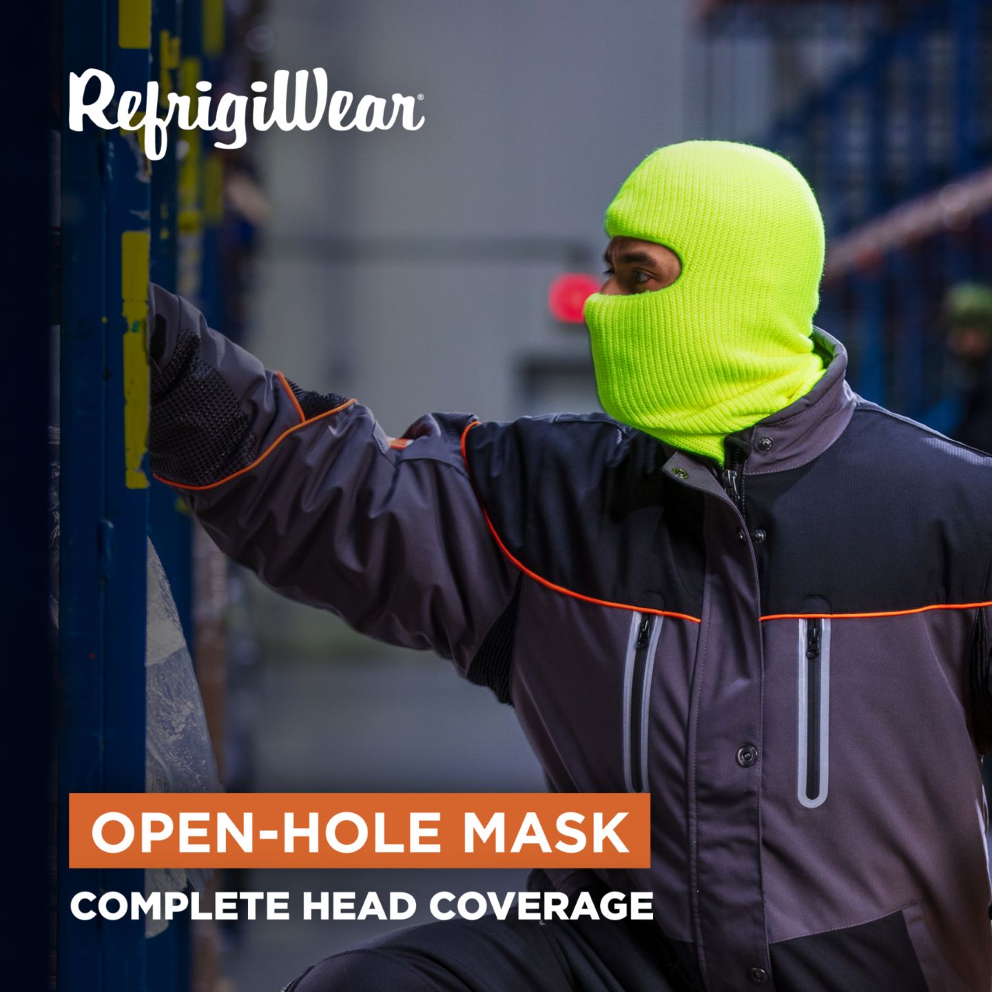 Мужские головные уборы RefrigiWear Open Hole Face Mask, цвет: Лаймовый — фото 4