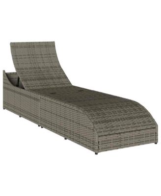 Folding Sun Lounger Grey PE rattan Standard Foldable