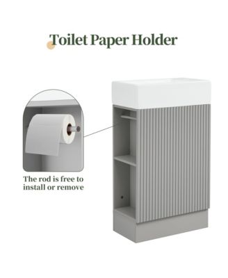 18.6" Bathroom Vanity with Sink, Two-Tier Shelf, Left or Right Orientation, Bathroom Cabinet