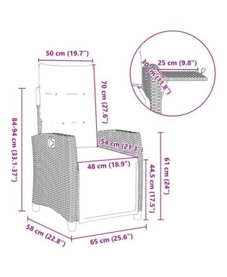 Reclining Garden Chair Black Poly Rattan Standard