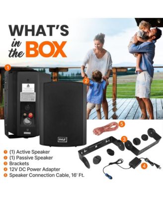 Waterproof 5.25" Wall Mount Speaker System – Active & Passive Pair, Wireless Bluetooth, AUX IN, Indoor/Outdoor Stereo