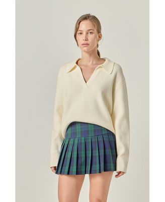 Women's Oversized Collar Knit Top