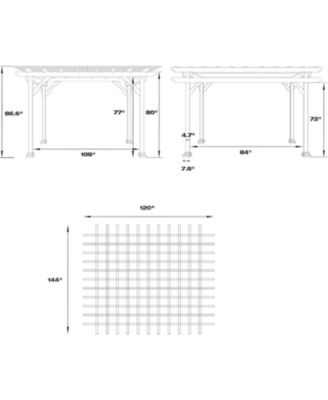 Wood Pergola 12'x10' Cedar Wood Gazebo, Outdoor Pergola for Patio Deck Garden Backyard and Patio