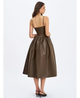 Women's Parisia Cocoa Faux Leather Drop Waist Maxi Dress