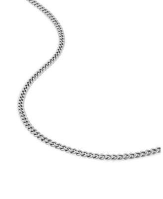 Men's Cuban Chain 3mm Silver Curb Link Necklace 24"