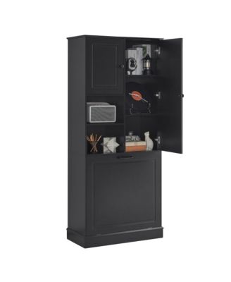 CASAINC 68"H MDF Tall Adjustable Shelves, Flip-Out Basket Storage Cabinet