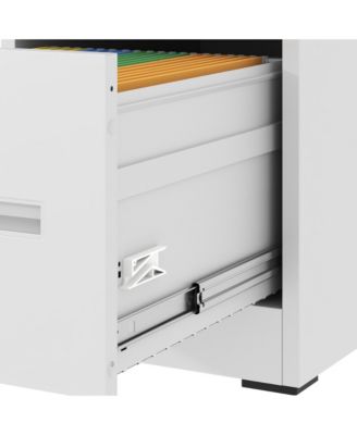 3 Drawer File Cabinet with Lock Metal Vertical File Cabinet Office Home, A4 Legal/Letter Size Narrow File Cabinet Locked