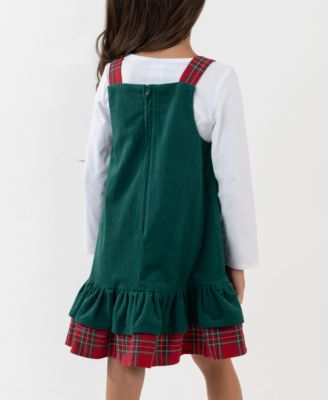 Girls' 2T-6X Long-Sleeve Top and Applique Detail Jumper, 2-Piece Set