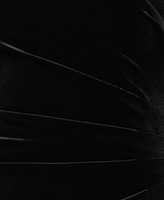 Women's Velvet One Shoulder Long Ruffle Dress