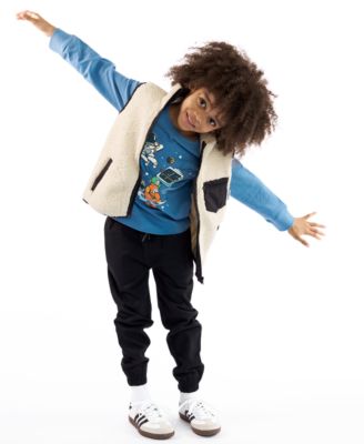 Boys' 2T-7 T-Shirt, Vest and Joggers, 3-Piece Set
