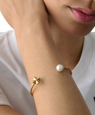 Imitation Pearl and Cubic Zirconia Flower Bracelet (also in Gold-Tone)