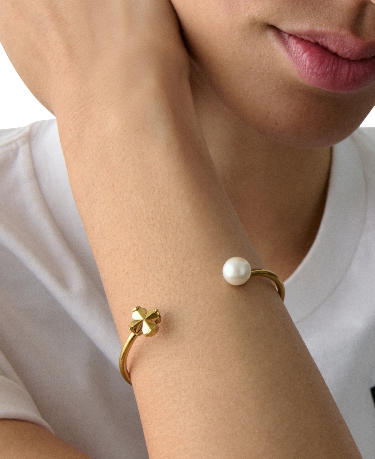 Kate Spade Imitation Pearl And Cubic Zirconia Flower Bracelet (also In Gold-tone) In Gold