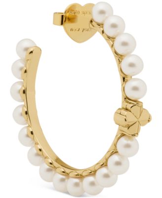 Imitation Pearl and Cubic Zirconia Hoop Earrings