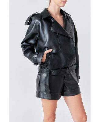 Women's Trench Short Pu Jacket