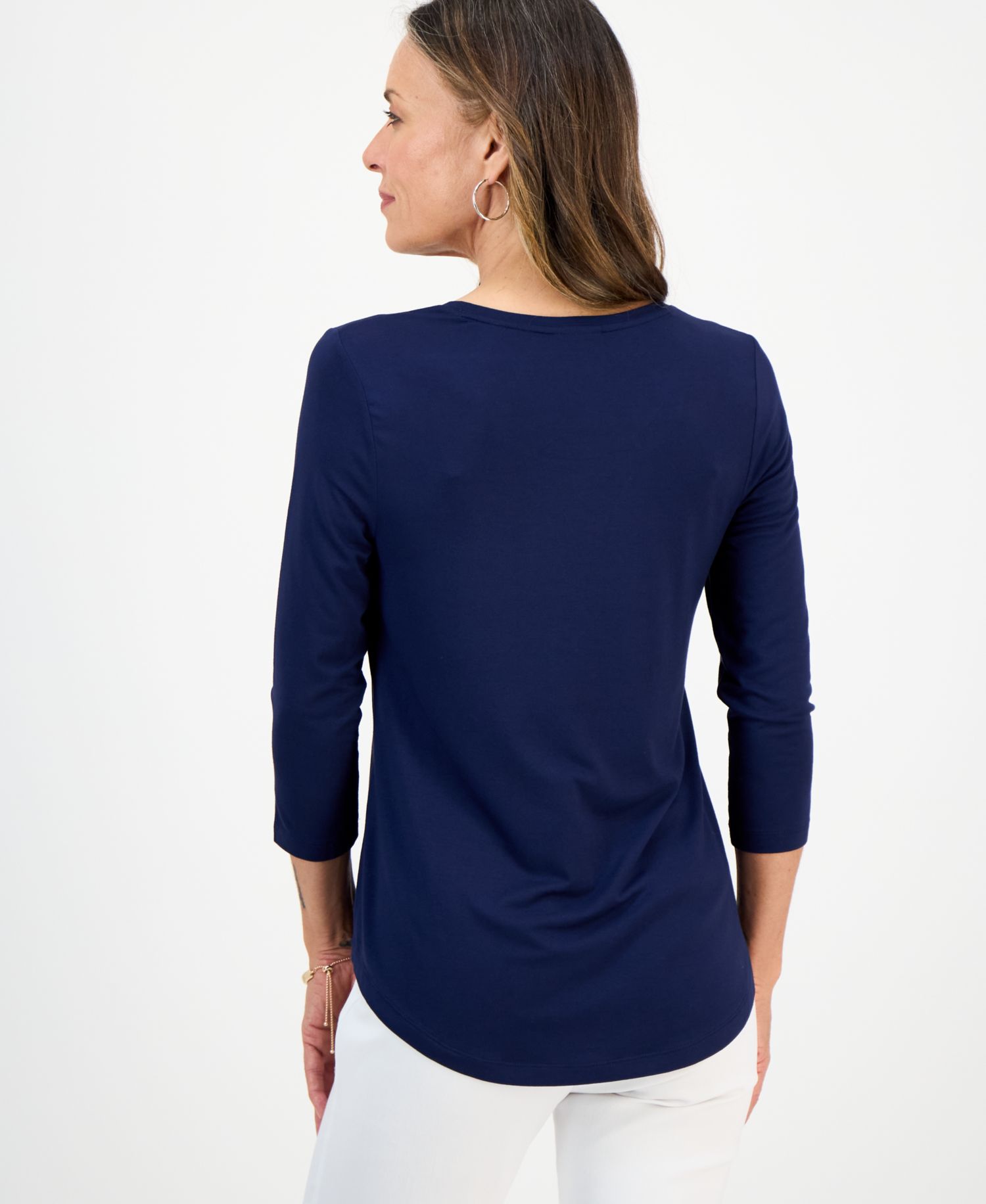 Petite 3/4-Sleeve Scoop Neck Top