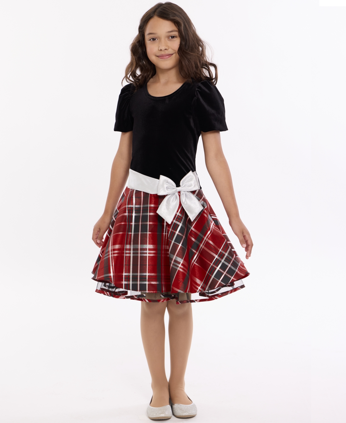 Bonnie Jean Kids' Girls 7-16 Short Sleeve Plaid Hipster Dress In Multi