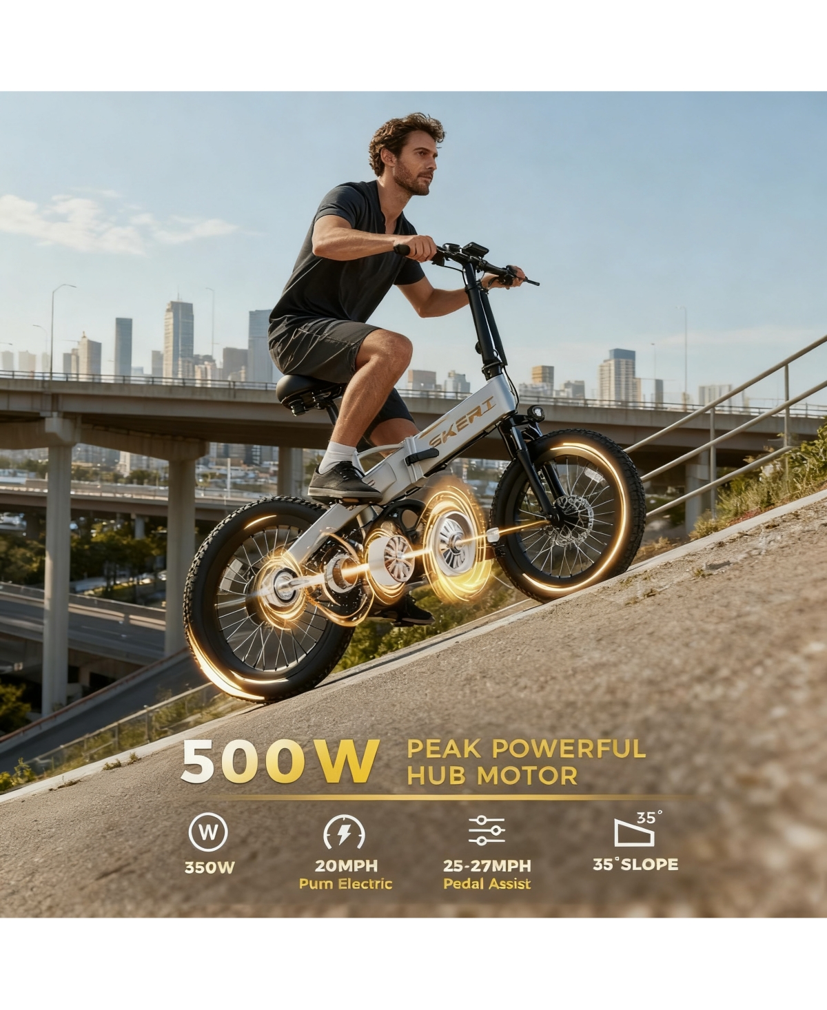 Mikolo Folding Electric Bike for Adults, 55 Miles & 25MPH, 500W Peak Motor, 48V 10Ah Removable Battery, Fat Tire EBike with Smart Lcd Display