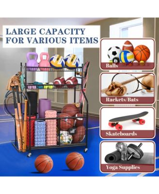 Sports Equipment Garage Organizer,Garage Ball Storage for Sports Gear and Toys