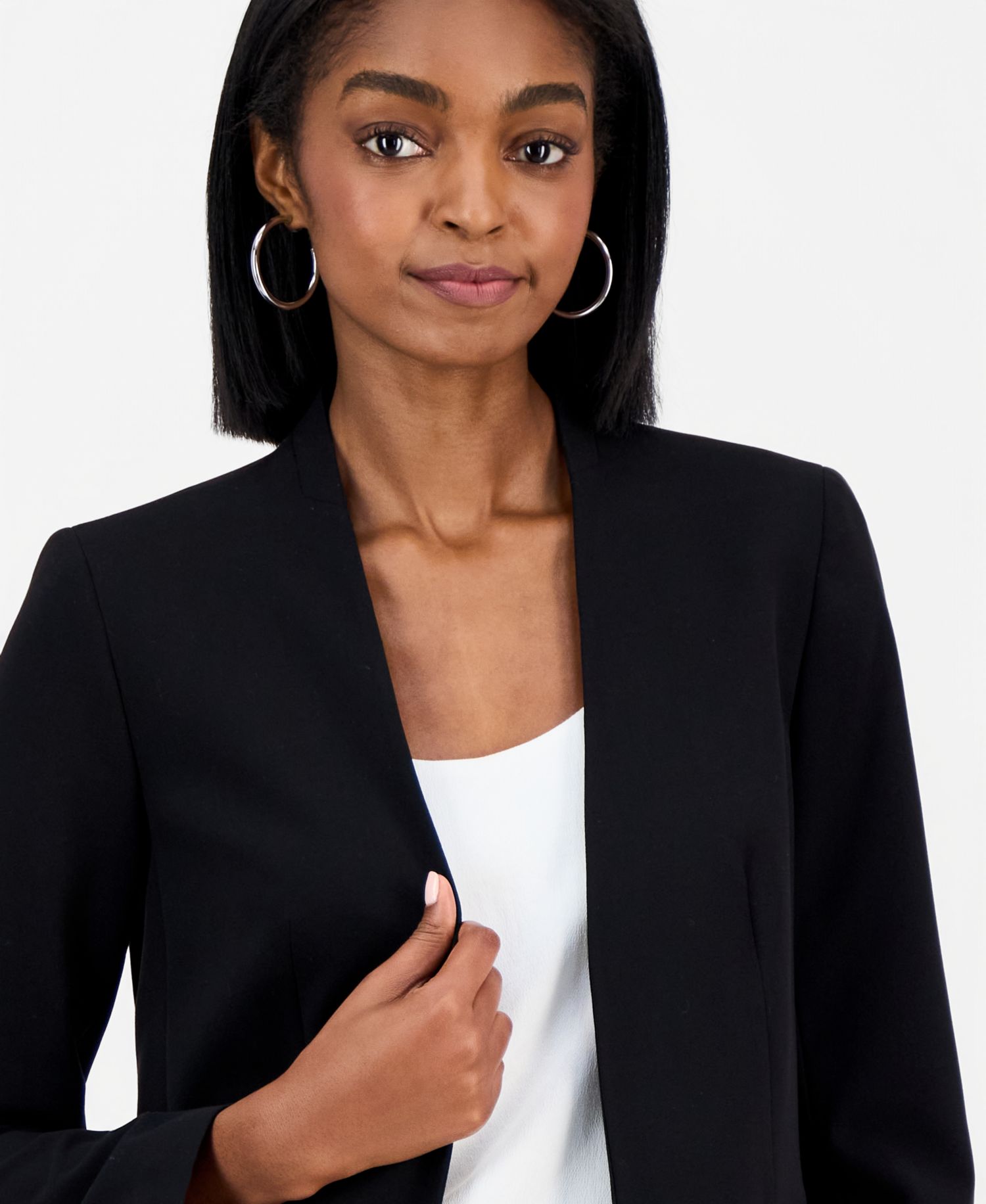 Women's Bi-Stretch Collarless Open-Front Blazer