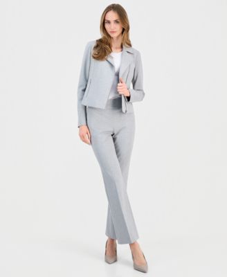 Women's Notched Collar Knit Moto Jacket & High Rise Pull-On Bootcut Pants