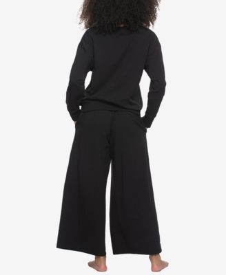 Women's Regular Kimora French Terry V-Neck Sweatshirt with Wide Leg Pants