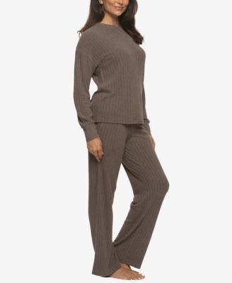 Women's Regular Serena Crew Neck Pullover Brushed Rib Lounge Set