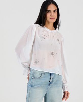 And Now This - Petite Beaded Floral Blouse