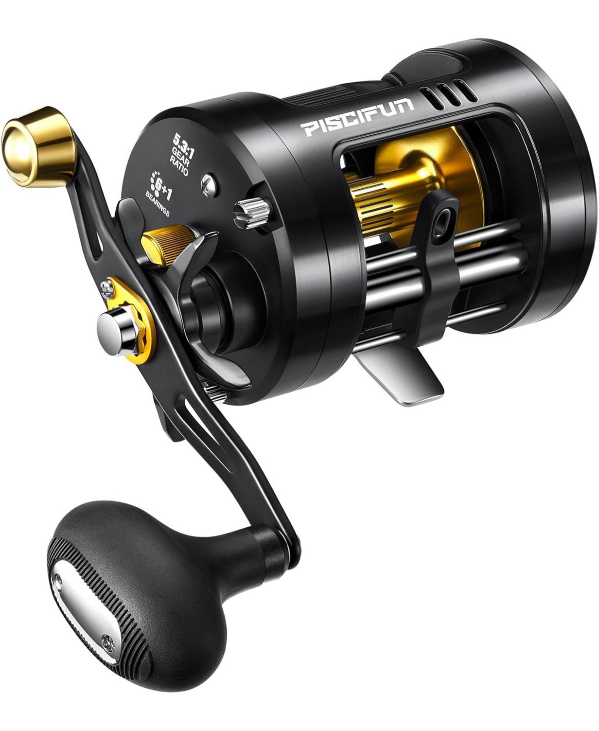 Chaos Pro Baitcasting Fishing Reel, Cnc Machined Round Catfish Reel with 25LB Max Drag, Trolling Reel with Level Wind & Magnetic Braking System