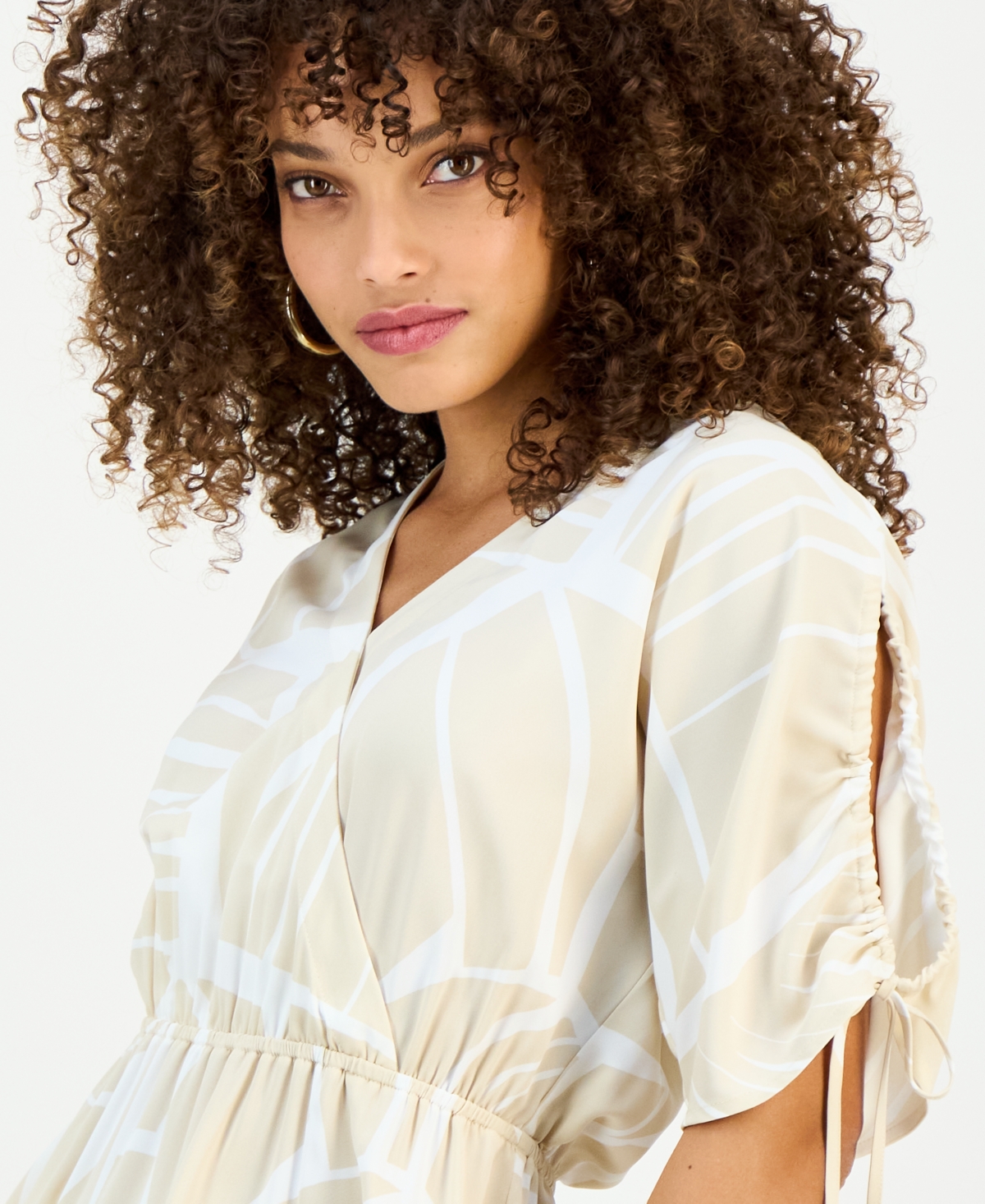 I.n.c. International Concepts Petite Printed Surplice Peplum Top, Macy's Exclusive