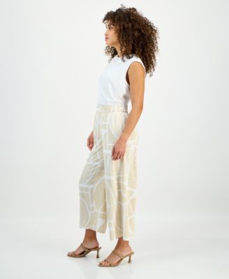 Petite Printed Cropped Pull-On Pants, Macy's Exclusive