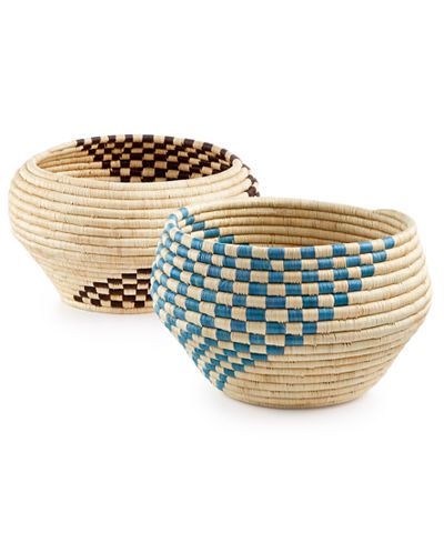 Rwanda Raffia and Sweet Grass Round Bowls