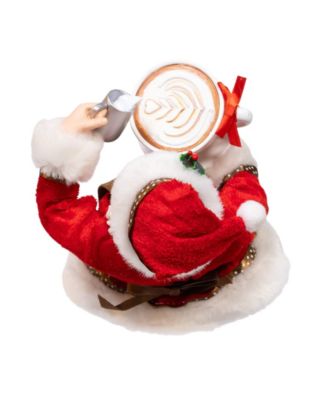 Fabrich&eacute; 10.5" Santa with Oversized "I Love Coffee" Cup and Creamer