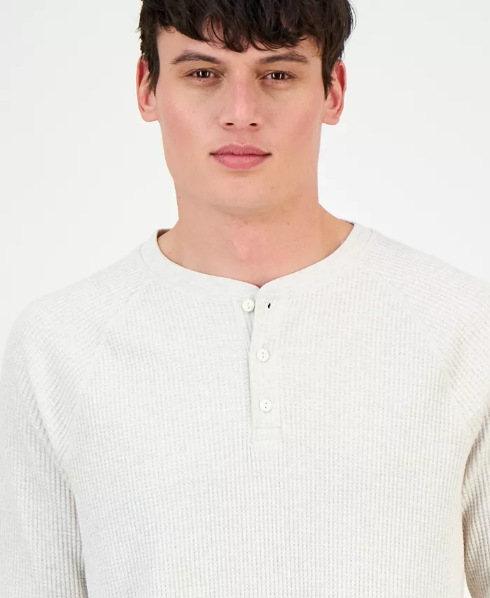 Men's Thermal Waffle-Knit Henley Shirt - thumbnail 3