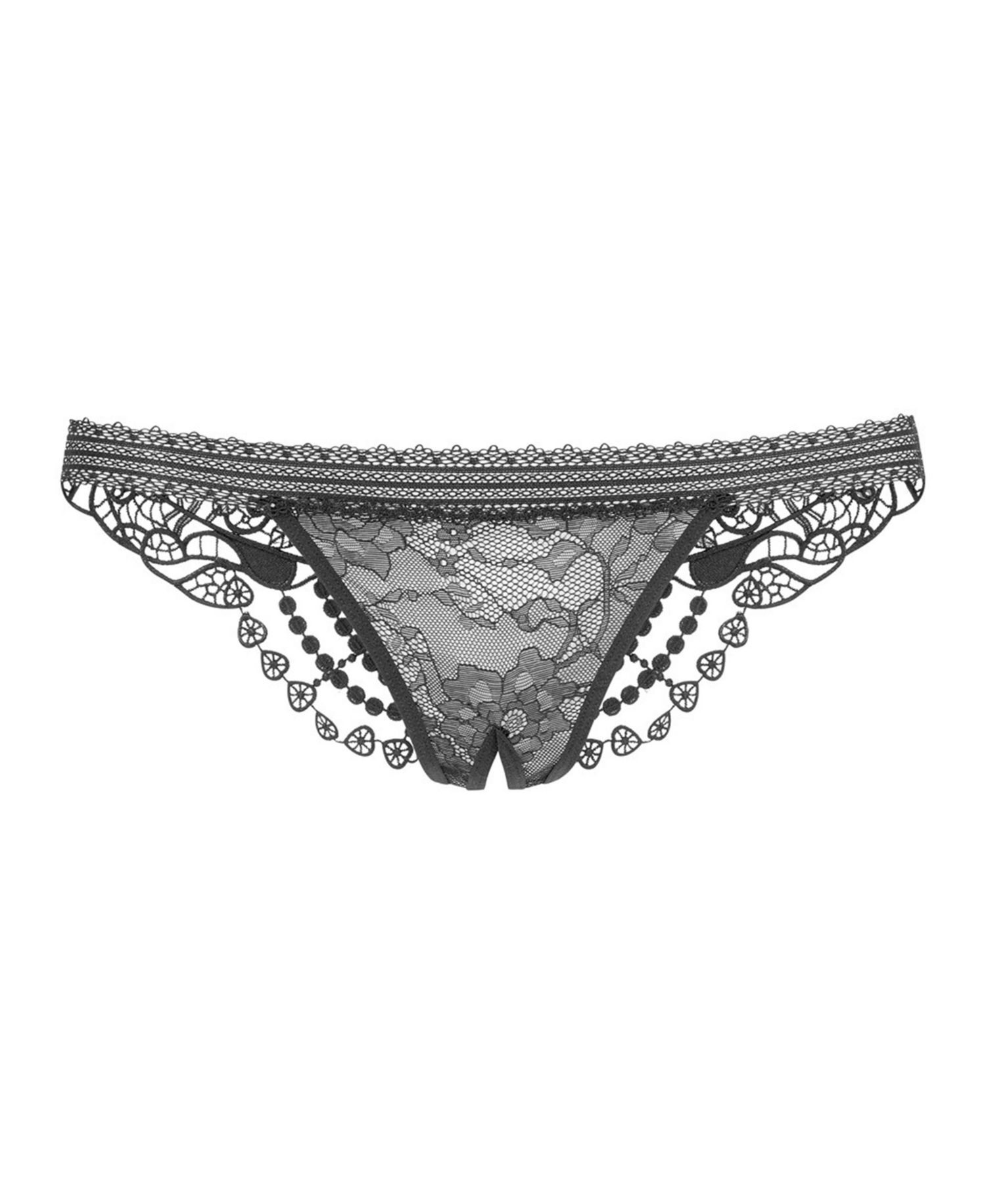 Women's Embroidered Lace Low-Rise Minimal-Coverage Thong Underwear