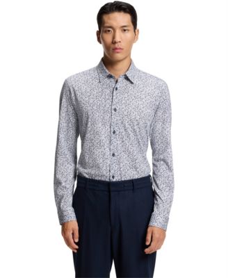 Men's Printed Cotton Blend Slim-Fit Dress Shirt