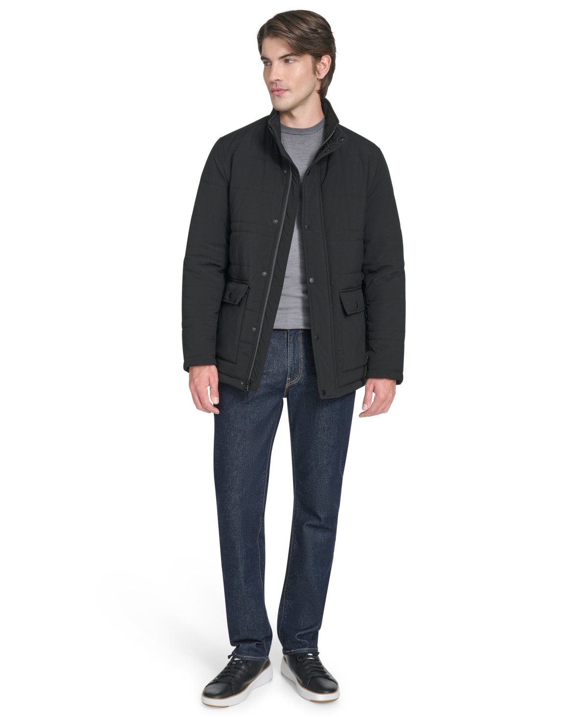 Cole Haan Men's Stretch Quilted Jacket - Black Size Xxl In Blue