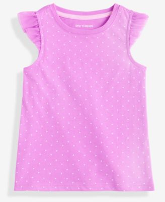 Epic Threads Girls Toddler 2T-4T Short-Sleeve Dot-Print Ruffled Top Macys Exclusive - Purple Opal 5$