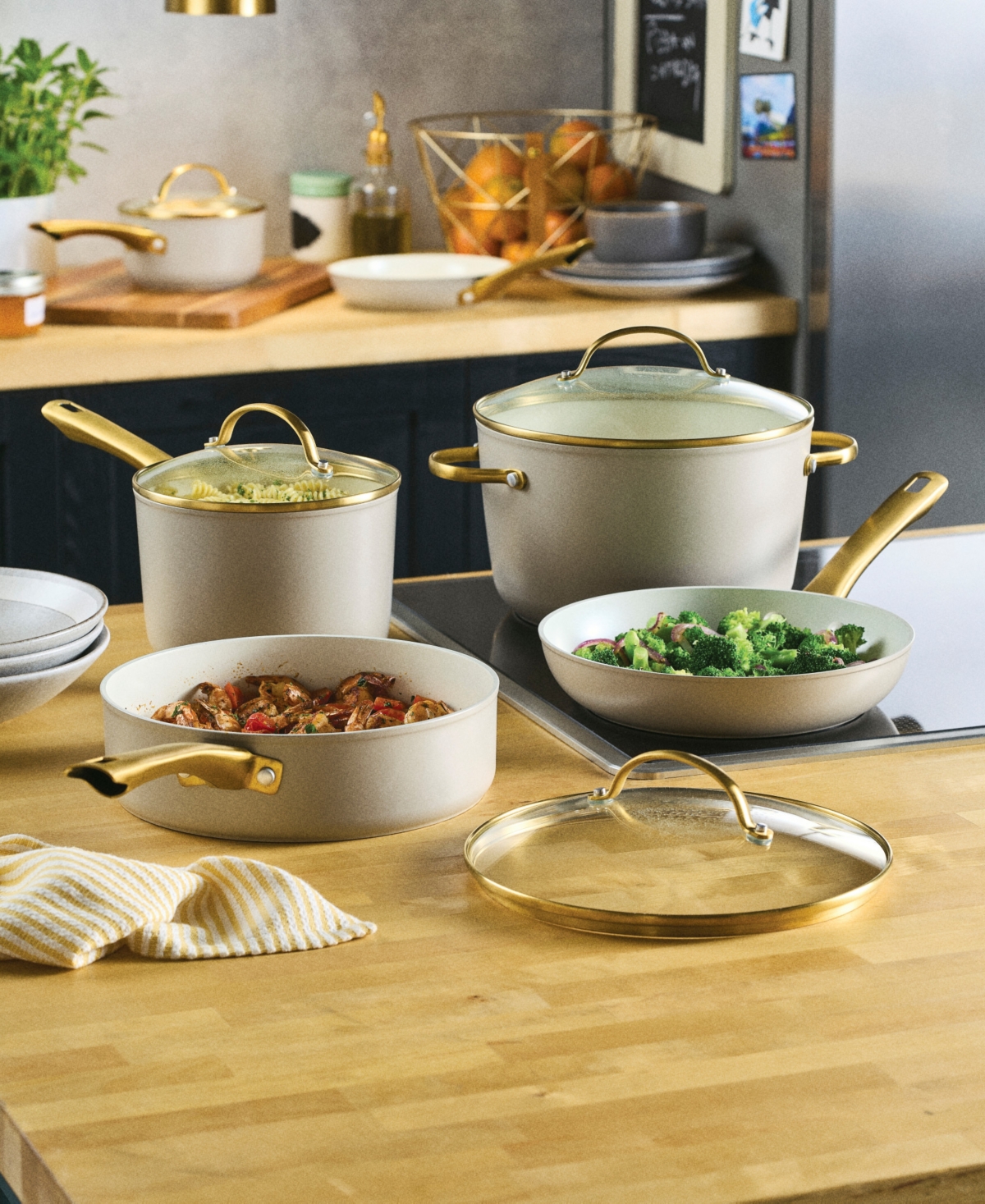 Farberware Forged Induction 12-piece Aluminum Ceramic Nonstick Cookware Set In Neutral