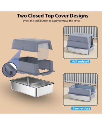 Extra Large 23.7 in. x 15.7 in. Stainless Steel Cat Litter Box with High Sided