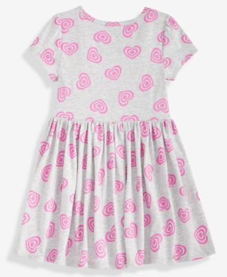 Girls Toddler 2T-4T Heart-Print Short-Sleeve Dress, Macy's Exclusive