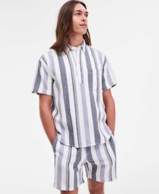 Sun + Stone Men's Eilish Regular-Fit 6" Striped Shorts and Striped Short-Sleeve Button-Up Shirt, Macy's Exclusive