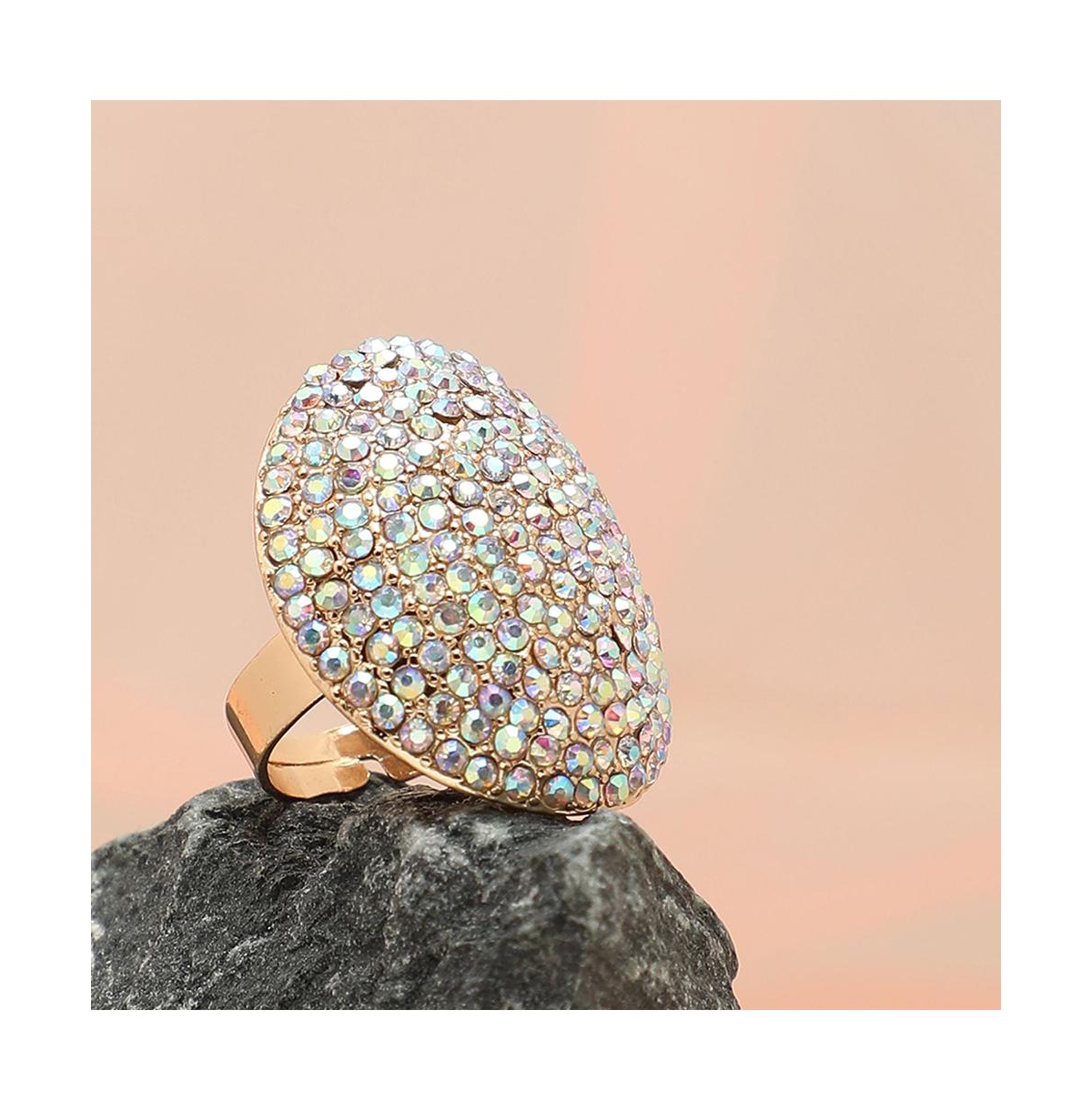 Sohi Women's Gold Plated Designer Stone Ring In Gold