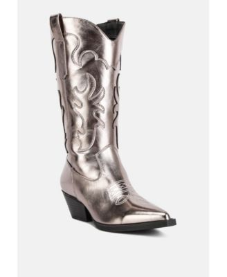 cowboy metallic faux leather cowboy boots