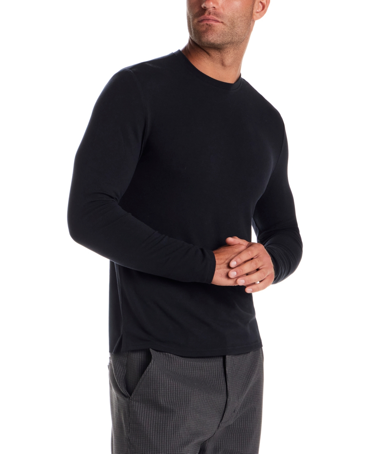 Vintage & Black Men's Long Sleeve Crewneck T-shirt In Black